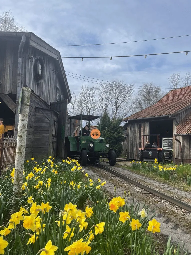 Kinder auf der Traktorbahn